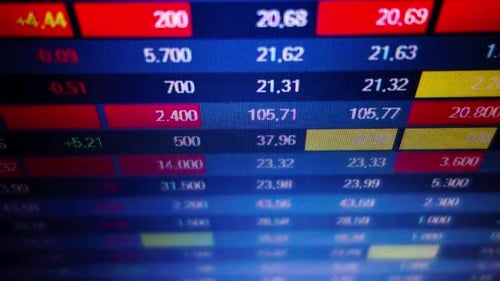 stock market screen, online stock broker trading, financial investment, quotes real time