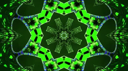 Green kaleidoscope pattern rotates