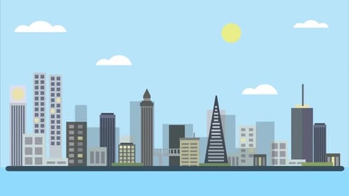 Cartoon City Day Building Background