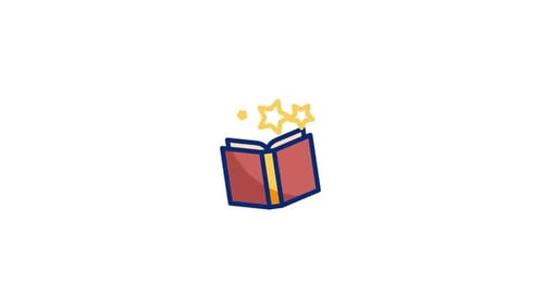 Flat Design Animated Book Icon with Stars