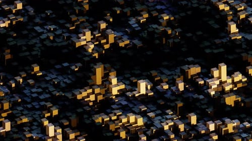 Abstract Golden Cubes Pulsating Animated Background Loop
