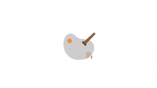 Flat Design Painter's Palette and Brush Reveal Animation