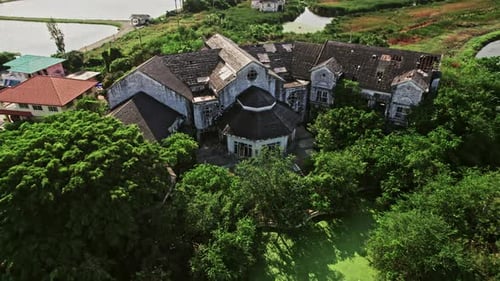 Aerial View Of An Old Abandoned House