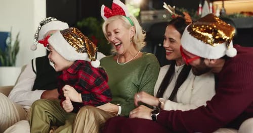 Cheerful Family Celebrates Together at Holiday Gathering