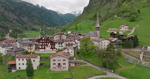 Aerial View Rocca Pietore Italy Cityscape