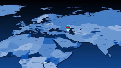 Animated World Map with Country Flag Location Pins