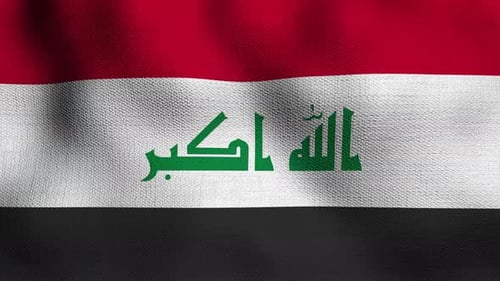 Animated realistic national flag realistic waving in the wind. The flag Iraq.
