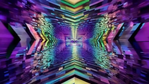 Futuristic Digital Pixel Tunnel Zoom Background