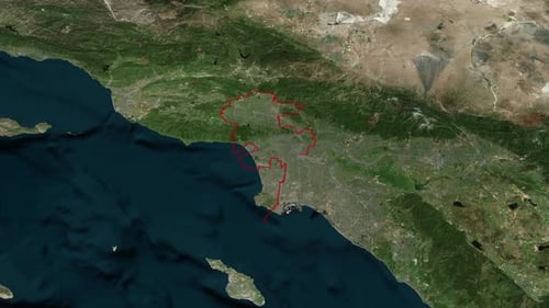 Stadtgrenzen von Los Angeles auf der Karte von Amerika 4K