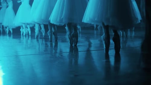 Ballet Dancers Practicing Dance Routine on Pointe