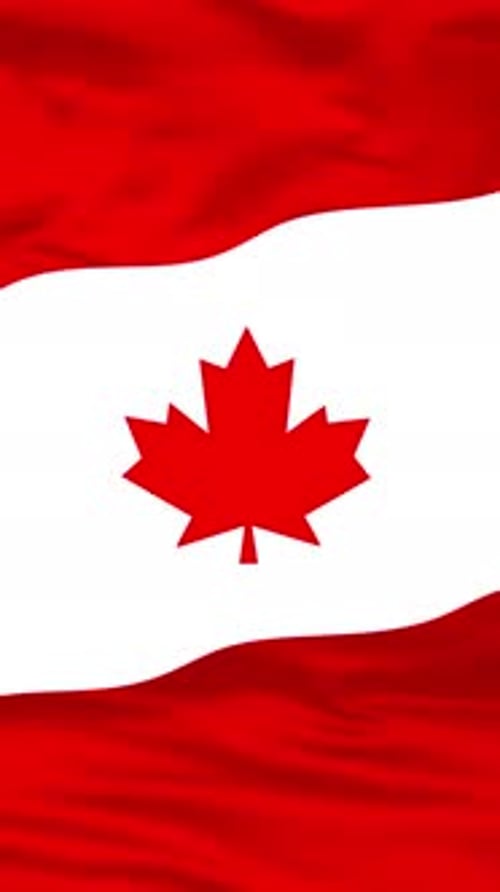 Realistic Waving Canadian Flag Vertical Animation