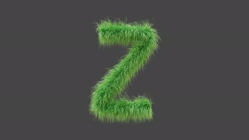 3D animation green grass letter Z