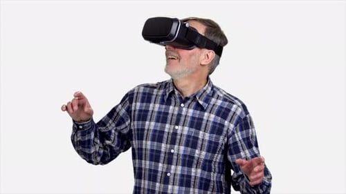 Adult Man Wearing a Virtual Reality Headset