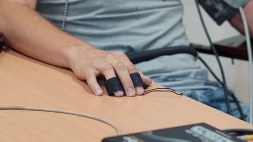 Polygraph Test With Finger Sensors and Blood Pressure