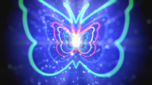 Colorful Neon Butterfly Tunnel Abstract Looping Background