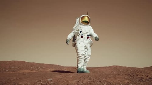 Astronaut Walks To Edge Of A Cliff To View Mars Surface 5