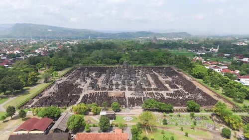 Vue aérienne du temple Sewu dans le complexe de Prambanan, Yogyakarta, Indonésie