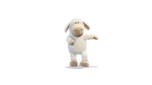 White Cartoon Lamb Dancing A Nice Dance on White Background