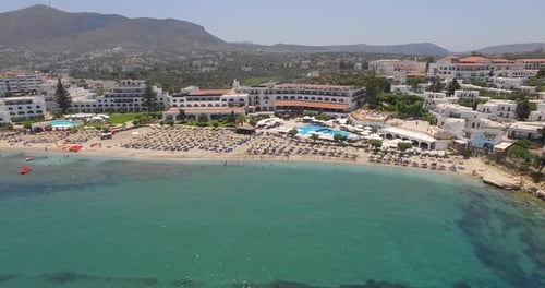 The touristic city Hersonissos on Crete. Aerial shot.