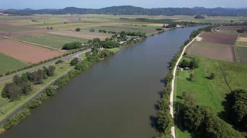 Calm Waters And Lush Vegetation In Tweed River, New South Wales, Australia - Aerial Shot