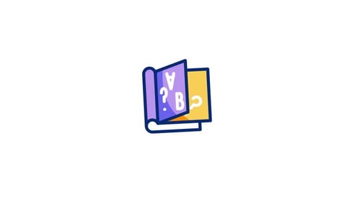 Flat Design Animated Book Icon with Text Reveal