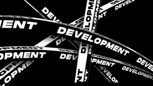 Development Word on Rotating Geometric Ribbons Animation