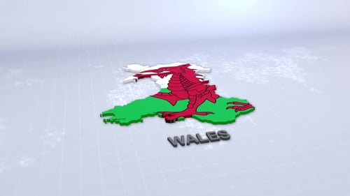 Wales Map With Flag