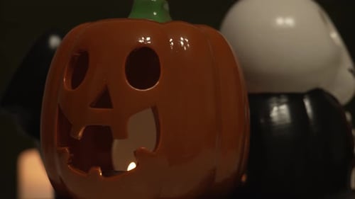 Halloween Decorations with Lit Candles