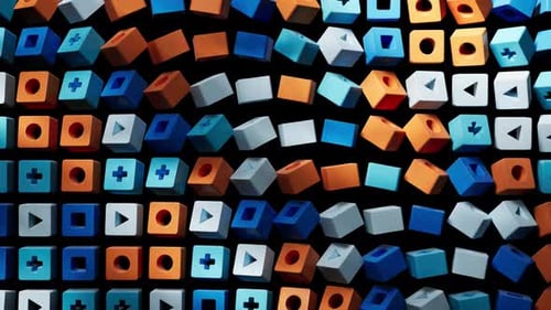 Colorido fondo circular de cubos geométricos 3D