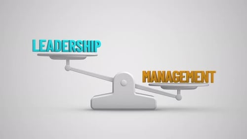 Leadership versus Management Text Balancing on a Scale