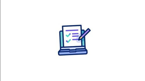 Animated Flat Design Checklist on Laptop Icon