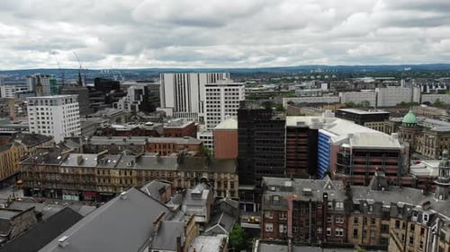 Aerial view of Glasgow City from above, Scotland, United Kingdom