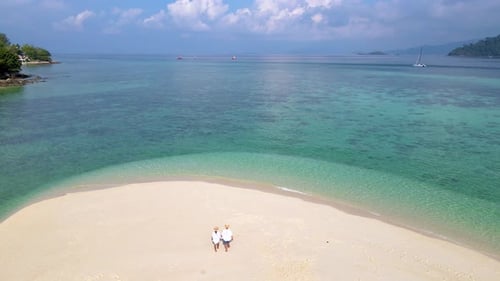 Couple on the Koh Lipe Island Thailand Beach a Tropical Island with a Blue Ocean