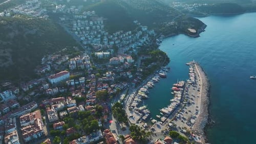 Aerial View Luxury Yachts in Scenic Ka Town Marina Antalya Region