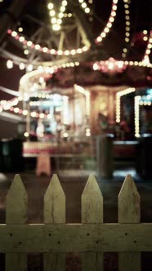 Blurry Carousel Spinning in Night