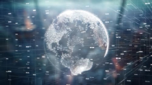 Digital Earth Map Background Social Network Connections Global World Communication Big Data Bitcoin