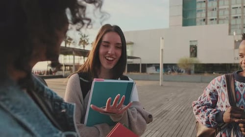 Diverse College Students Talking on Campus