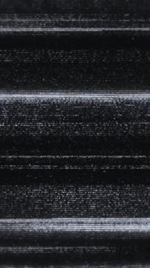 Vertical TV Static Glitch Effect With Monochrome Noise And Interference
