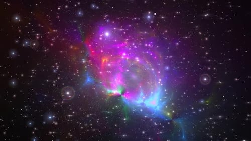 Vibrant Nebula and Twinkling Stars in Cosmic Abstract Space Animation