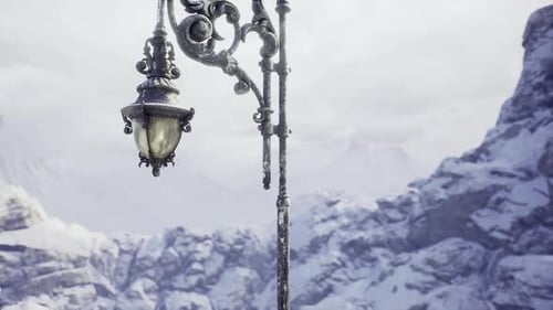 Serenity of a Vintage Street Lamp in a Winter Wonderland Landscape