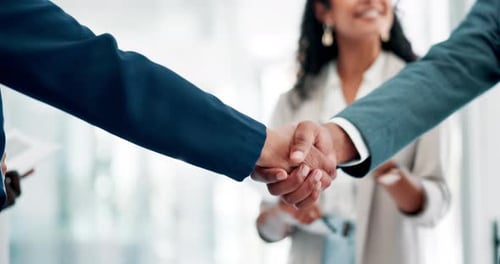 Handshake, business people and cooperation in partnership, collaboration