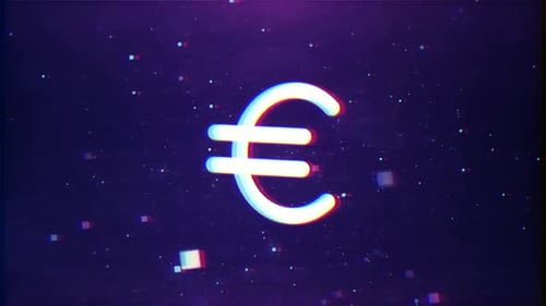 Digital Euro Symbol Glitch Technology Background