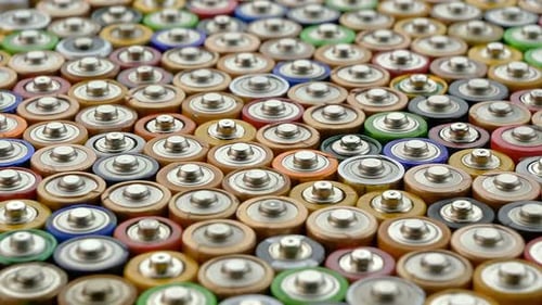 Macro View of Batteries Arrayed Tightly Together