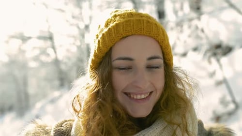 A Teenager on a Walk in Winter Nature
