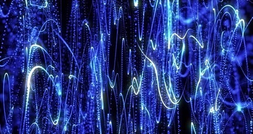 Futuristic Blue Glowing Particle and Wave Motion Graphic