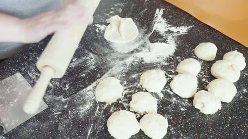 Preparing Flatbread on the Counter in the Residential Kitchen