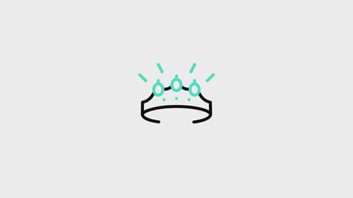Sparkling Crown Line Icon Reveal Animation