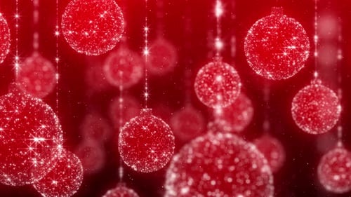 Glittering Red Christmas Baubles Festive Background Loop