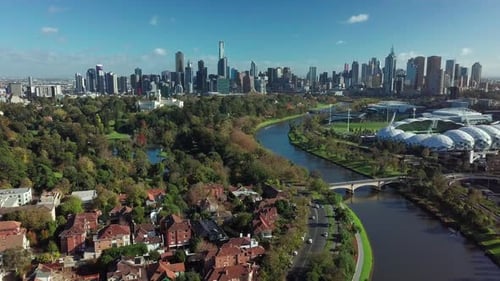 Melbourne CBD aerial view, Australia