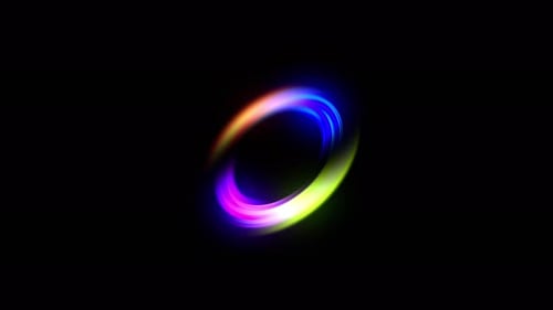 Glowing and colorful circle rotation on dark background